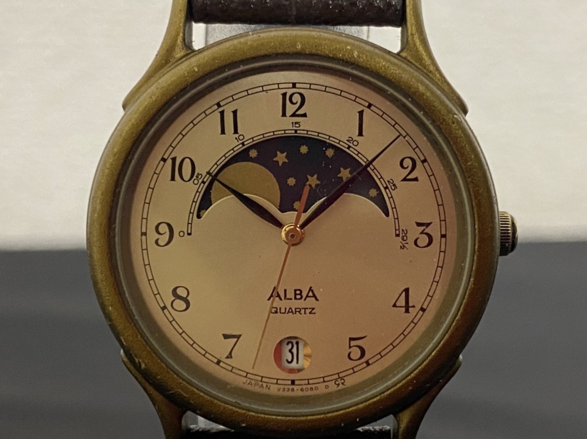 A1 SEIKO セイコー ALBA アルバ V338-6020 ムーンフェイズ クオーツ 