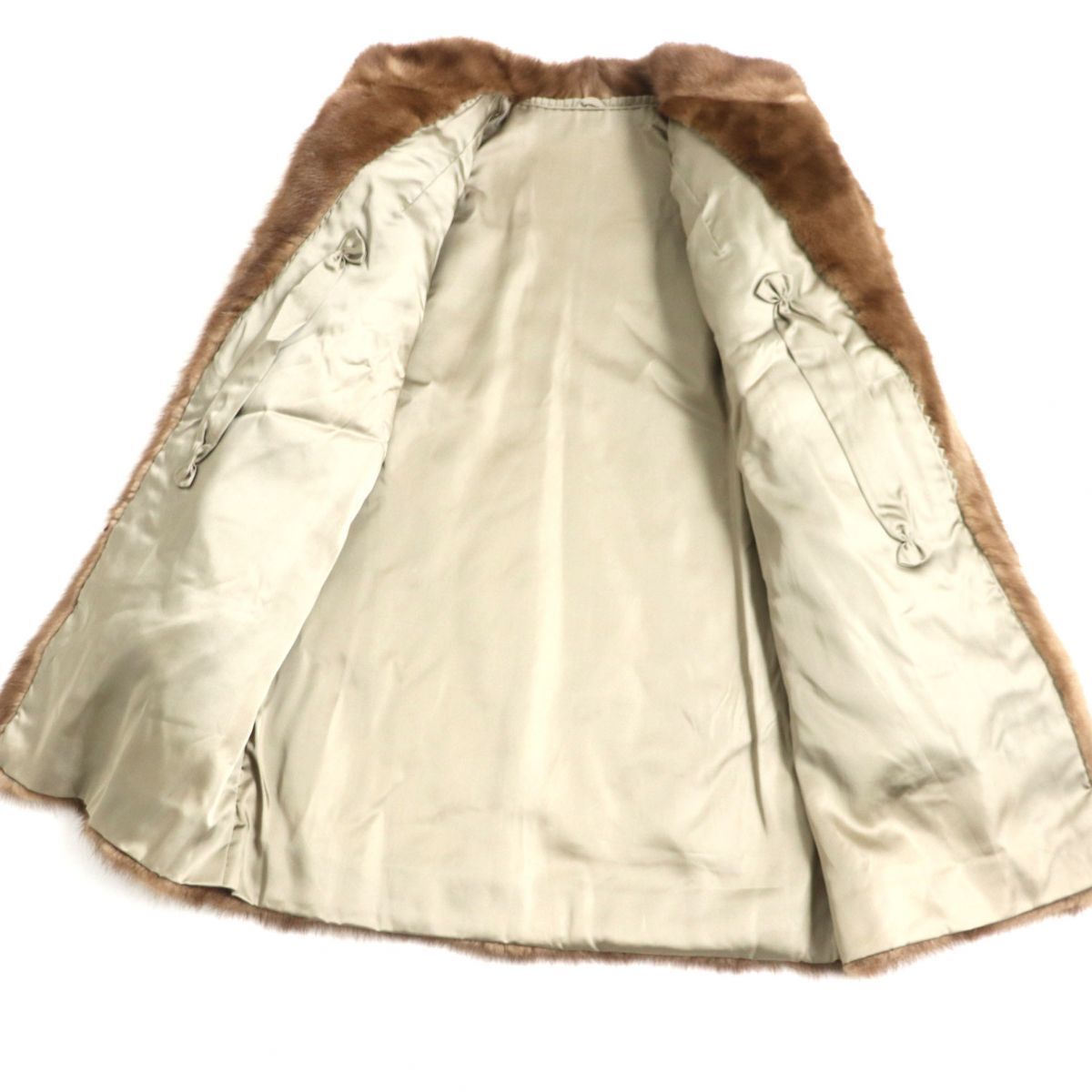 極美品▽MINK パステルミンク 本毛皮コート ライトブラウン 大きめ 