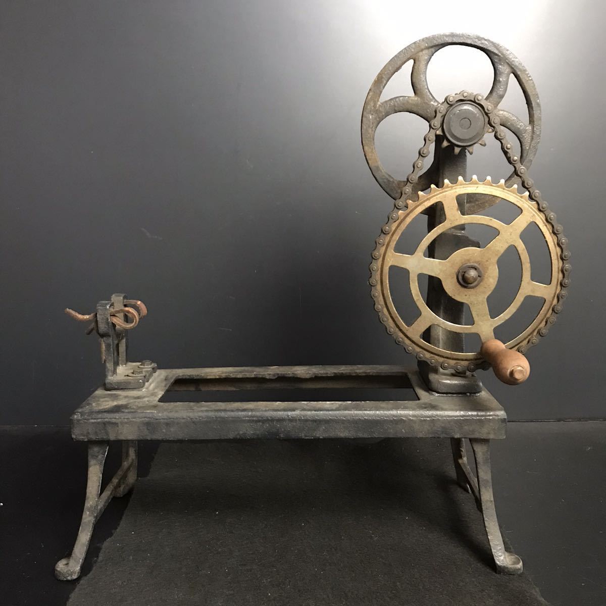 DM184] アンティーク 糸巻き機 手回し機 座繰り機 チェーン駆動