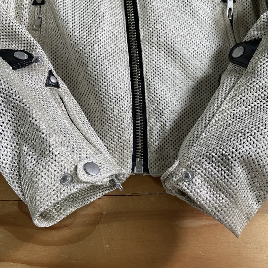 超美品☆Schott ショット 袖取り外し式 メッシュジャケット オフホワイト/40（L相当）3点プロテクター シングルライダース schott ショット（ジャケット｜バイクウェア Schott 夏100選5%オフ オートバイ専用設計 ライナー