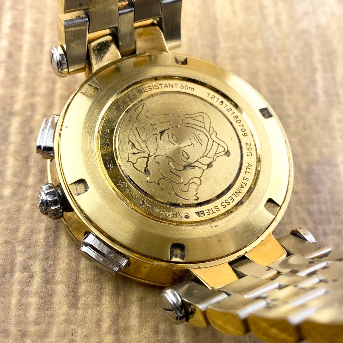 1円〜 VERSACE ヴェルサーチ 腕時計 メンズ GMT ALARM 29G ブラック 