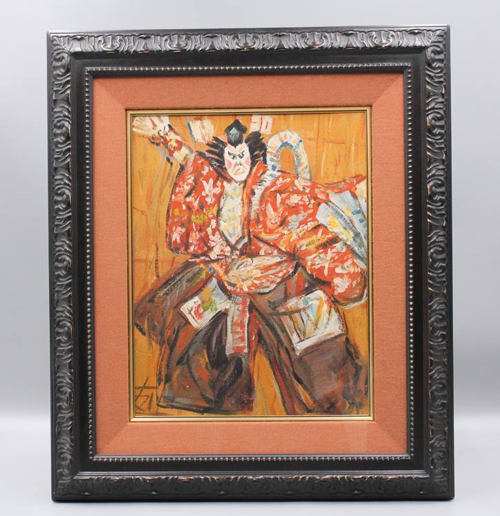 宙】須田剋太「舞」肉筆油彩6号 国画会会員 物故巨匠 資産家収蔵