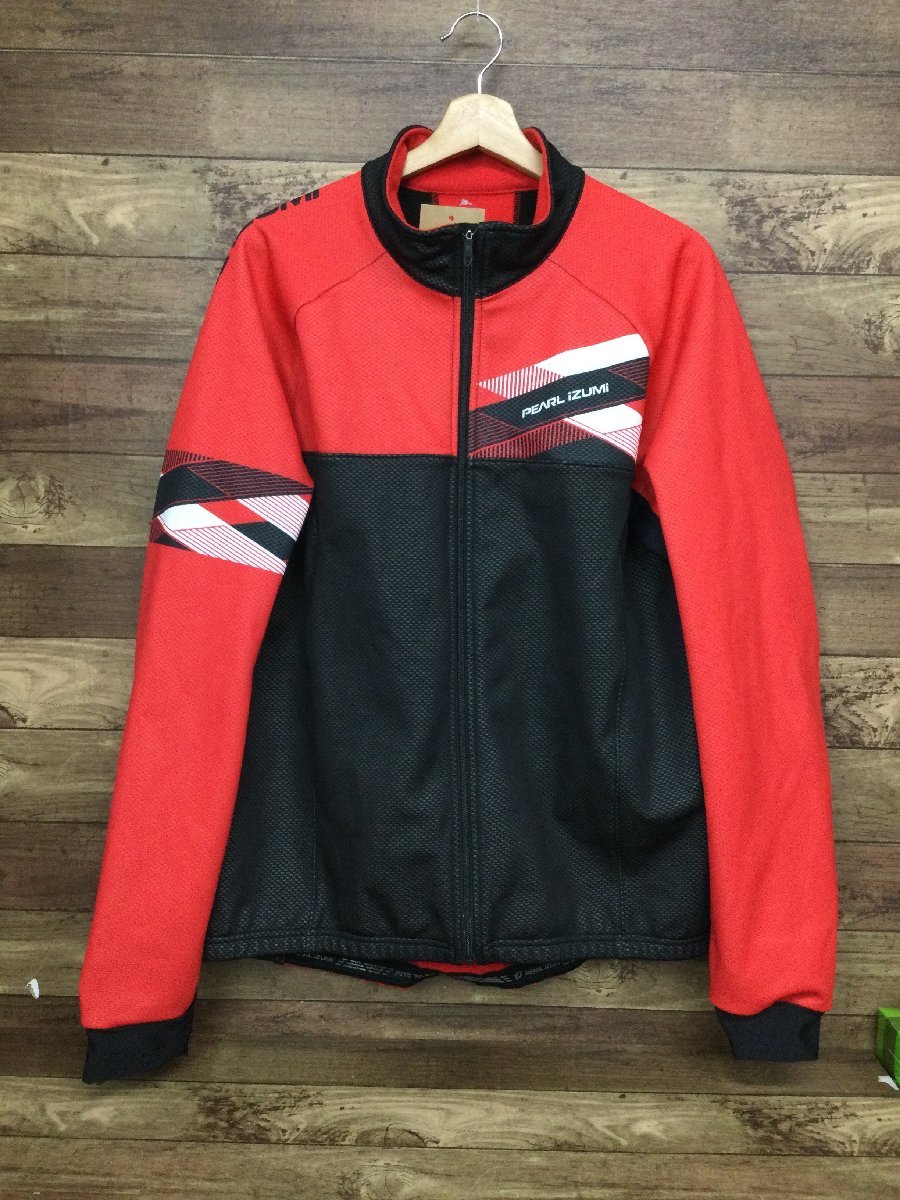 FQ427 パールイズミ PEARL IZUMI 長袖 サイクルジャージ B3L 黒赤 WINDBREAK 防風 裏起毛