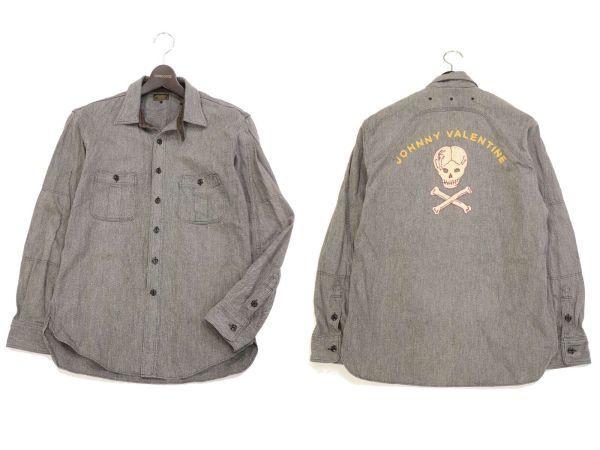 OLD JOE &CO. オールドジョー 通年 JOHNNY VALENTINE スカル★ 長袖 ワーク シャツ Sz.38　メンズ 日本製　G2T02734_8#C