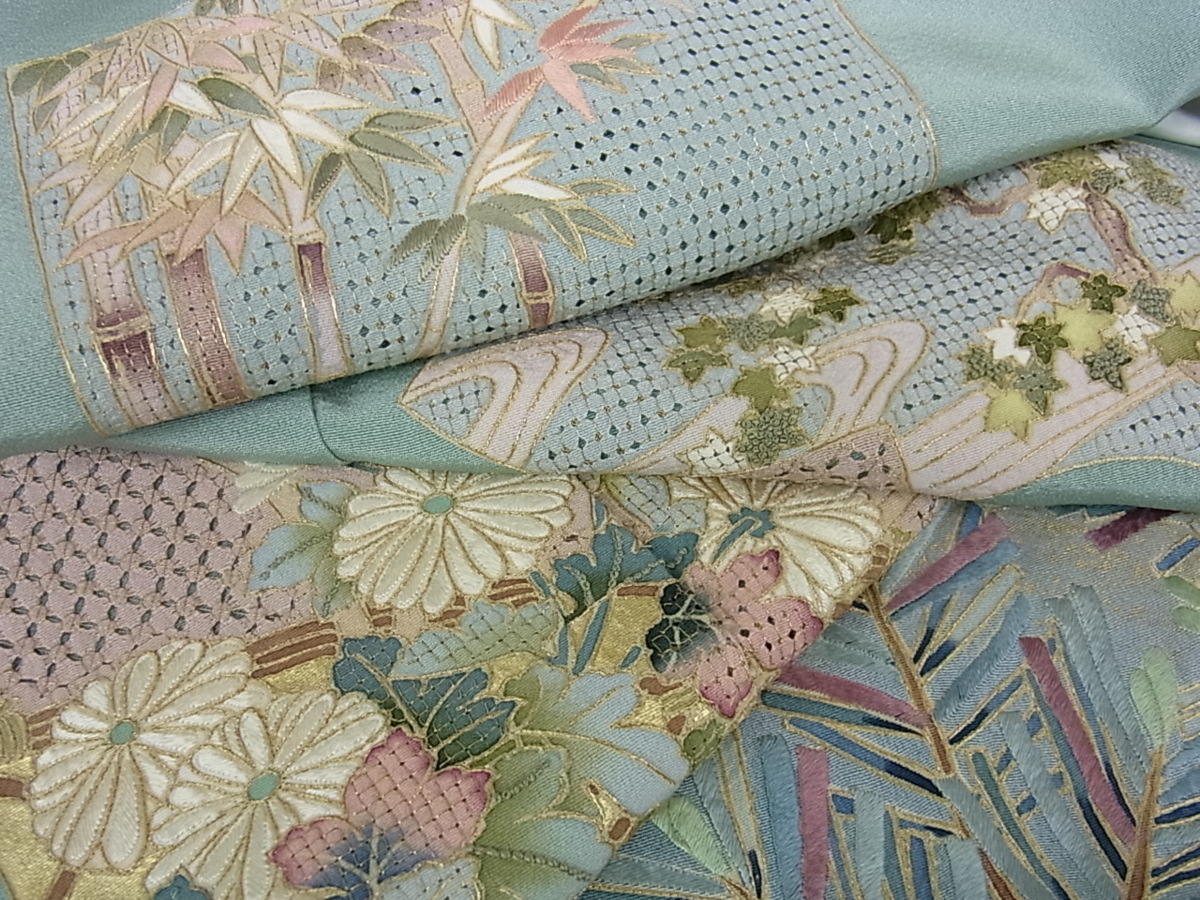 花美人着物□極上 中国三大刺繍 スワトウ相良刺繍 汕頭相良刺繍 総