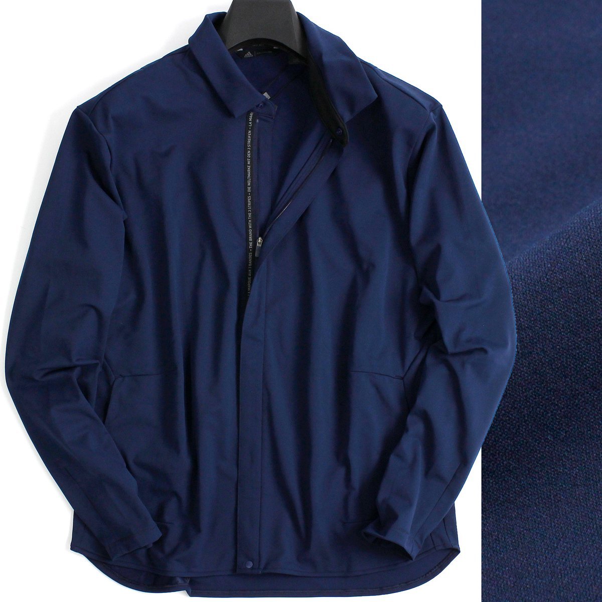 新品 アディダス ゴルフ ジップアップ 長袖 シャツ O 青 adidas GOLF ジャケット ストレッチ ソリッド スポーツ ウェア メンズ 比翼 ◆NL01