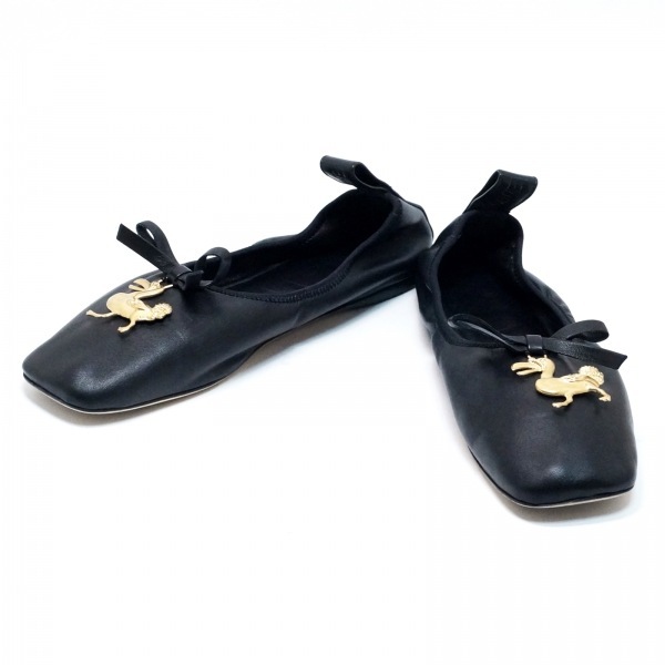LOEWE ブラック フラットシューズ 37