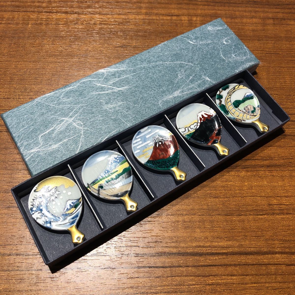 未使用保管✨清水焼 芳山 うちわ 朝顔 桔梗 箸置き 2個✨京焼 箸置 団扇 未使用保管✨清水焼 芳山 うちわ 朝顔 桔梗 箸置き 2個✨京焼 箸置