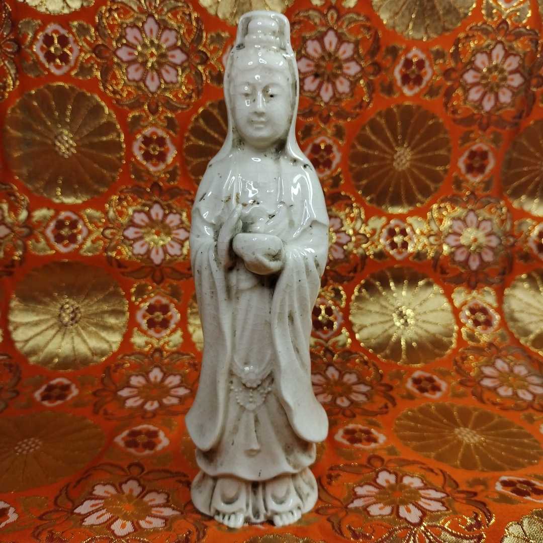 白磁 観音菩薩立像】観音菩薩 仏教美術 仏像 お寺 寺院 古美術 陶器