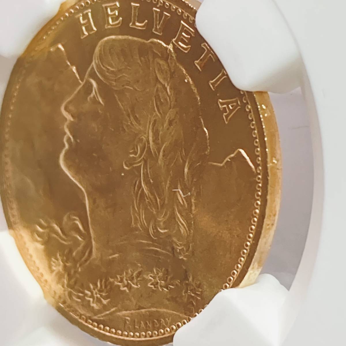 1922年 スイス ブレネリ アルプスの少女 10フラン 金貨 NGC MS65