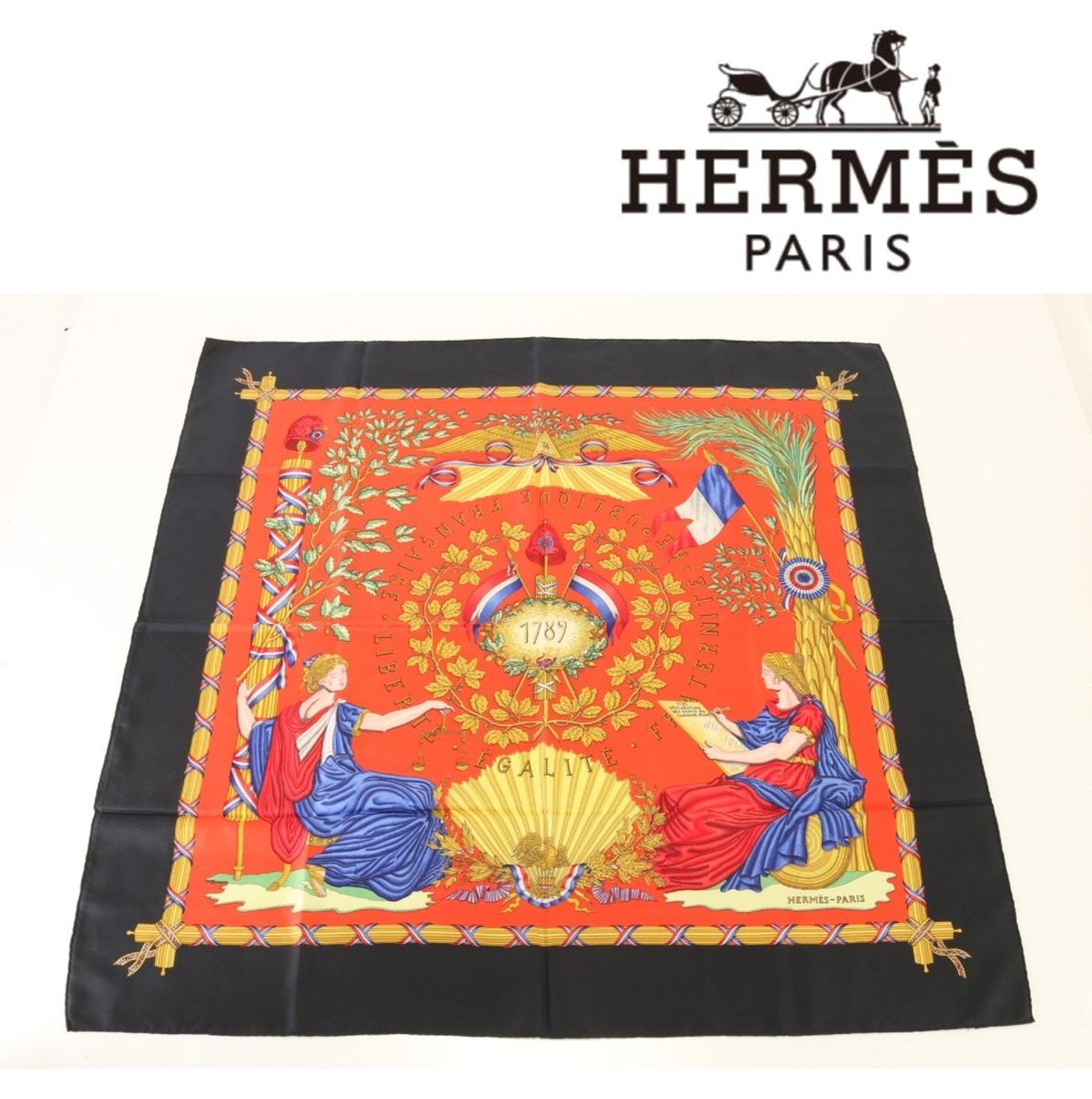 美品 エルメス カレ90 LIBERTE EGALITE FRATERNITE REPUBLIQUE