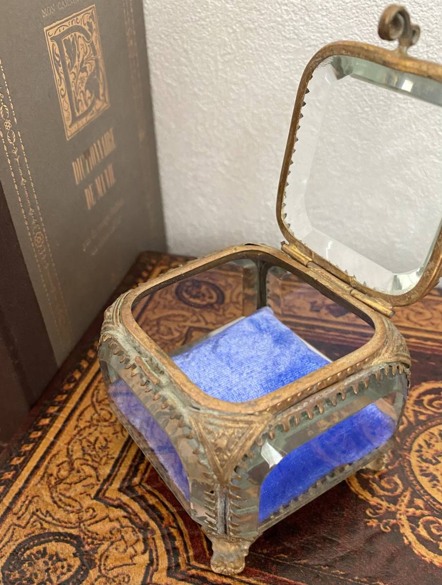 アンティークジュエリーボックス　ガラス / 面取りガラス / 19世紀 / フランス