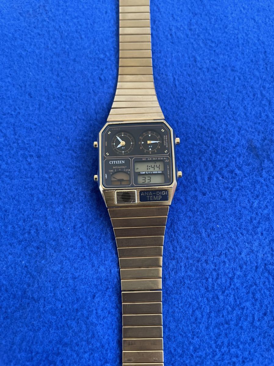 ゴールド アナデジテンプ CITIZEN 8988-Q01920 希少 レトロ 0