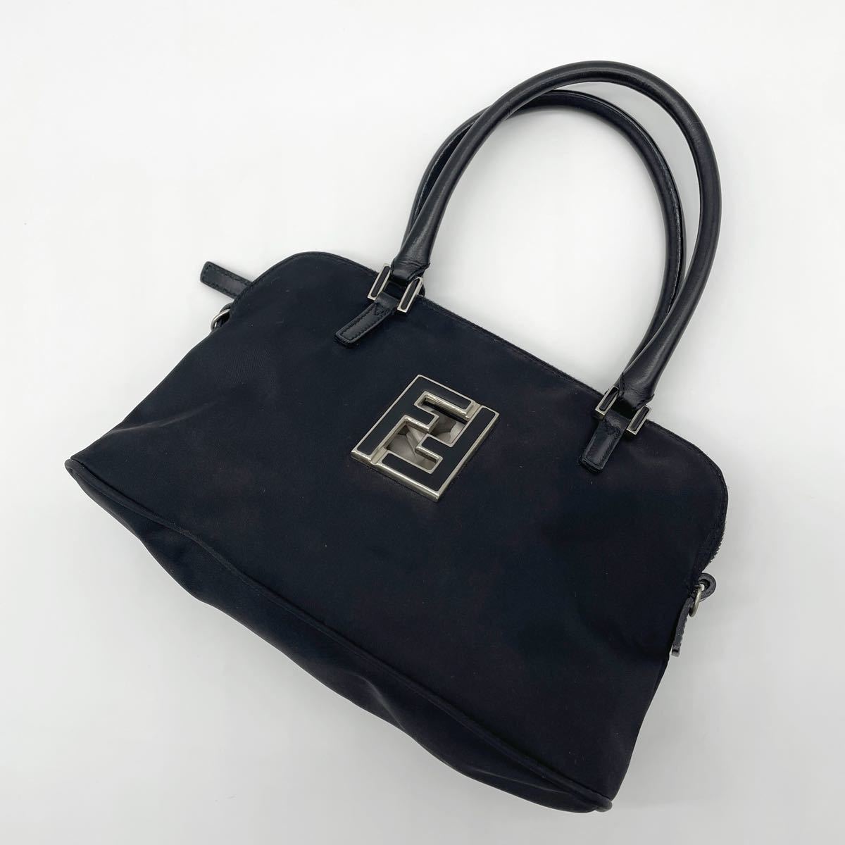 美品】FENDI フェンディ ハンドバッグ ズッカ金具 黒 ブラック 