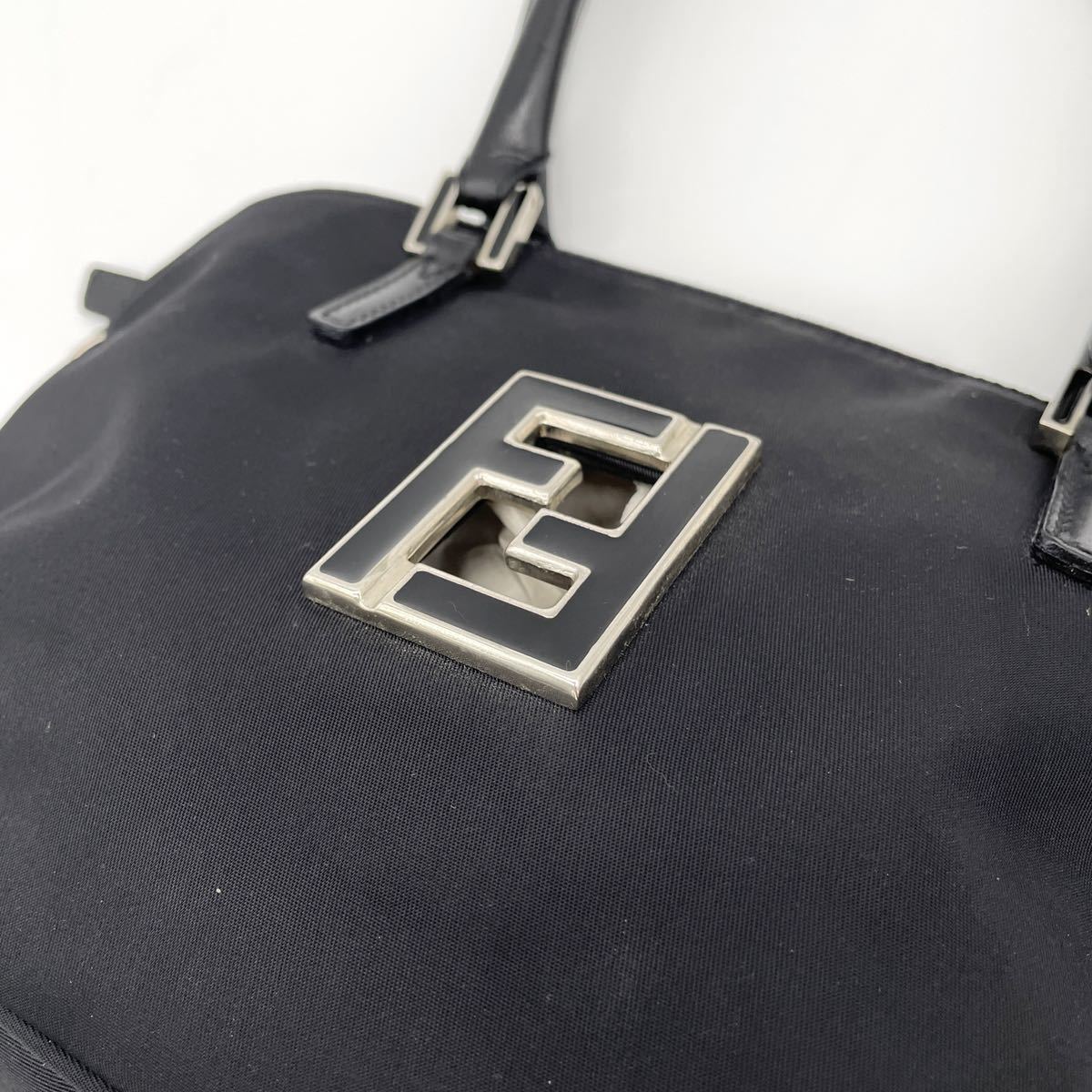 美品】FENDI フェンディ ハンドバッグ ズッカ金具 黒 ブラック 