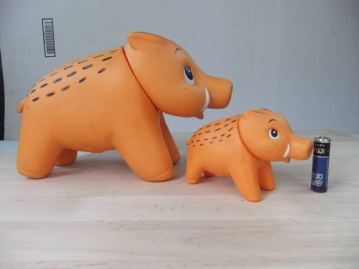 JA 干支 いのしし 猪 イノシシ 親子 カウンター用 2個セット 貯金箱 ソフビ 昭和レトロ 企業物 信用金庫 農協 コインバンク JA バンク  農協 干支 貯金箱 ソフビ イノシシ 猪 企業物 非売品 貯金箱