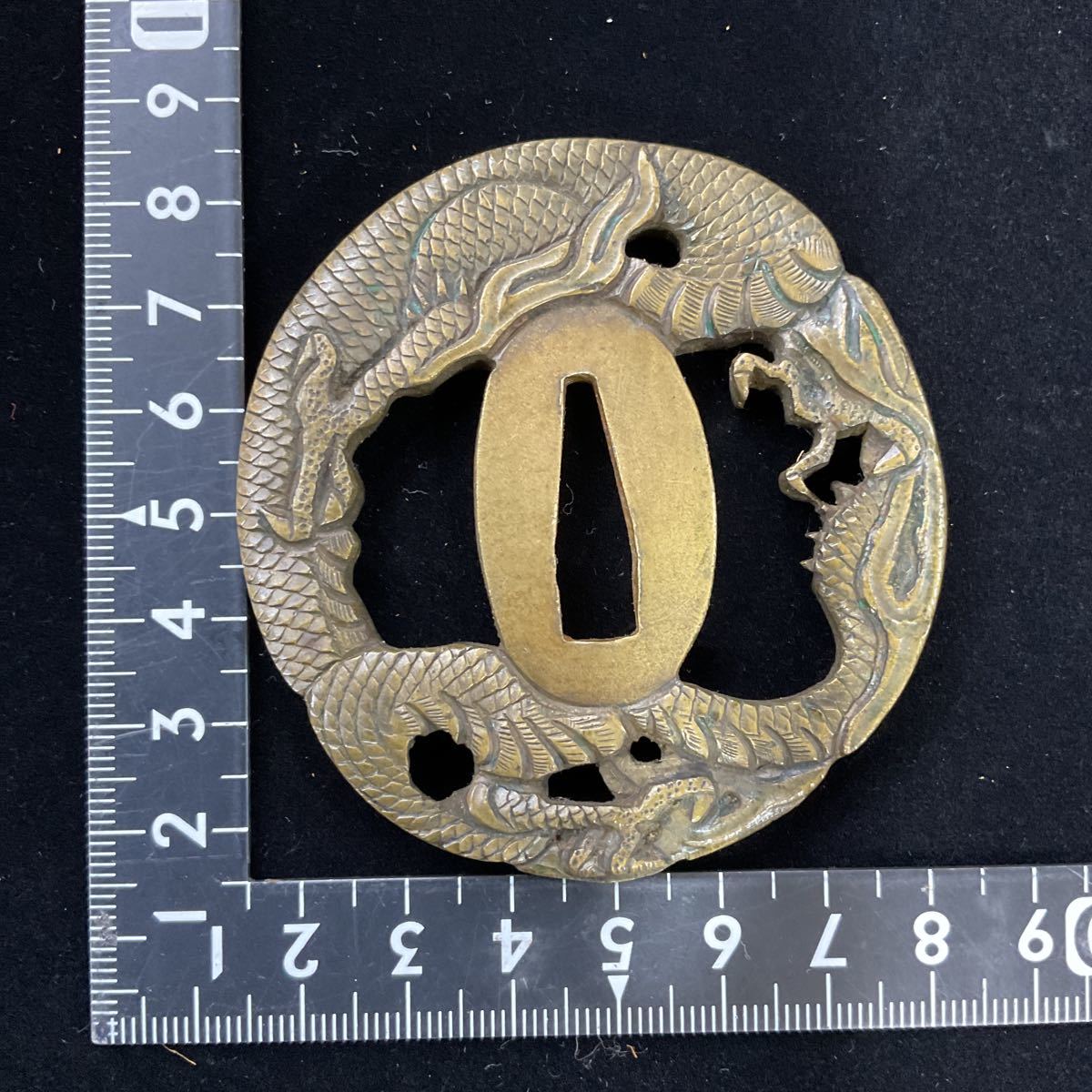 刀鍔 龍 彫刻 刀装具 時代物 骨董品 日本刀 アンティーク