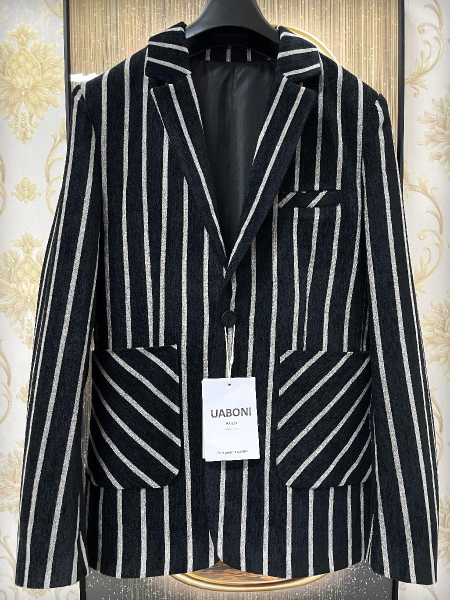 最高級EU製＆定価7万◆UABONI*テーラードジャケット*Paris*ユアボニ*フランス◆高品質カシミヤ ストライプ 縦縞 カジュアル ビジネス M/46 最高級EU製＆定価7万◇UABONI*Paris*テーラードジャケット 最高級EU製＆定価7万◇UABONI*テーラードジャケット*Paris* - 紳士 最高級EU製＆定価7万◆UABONI*Paris*テーラードジャケット*ユアボニ*パリ発◆上質カシミヤ100％ 最上級EU製＆定価7万◇UABONI*Paris*ユアボニ*テーラード