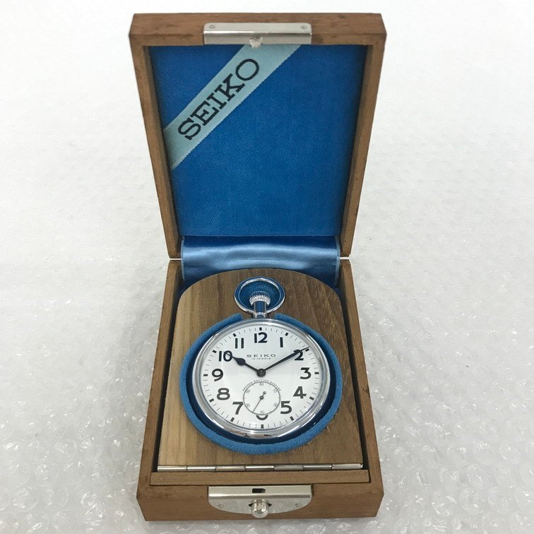 箱付⁄新品電池SEIKO セイコー 懐中時計 シルバー 鉄道時計 7C11-0010