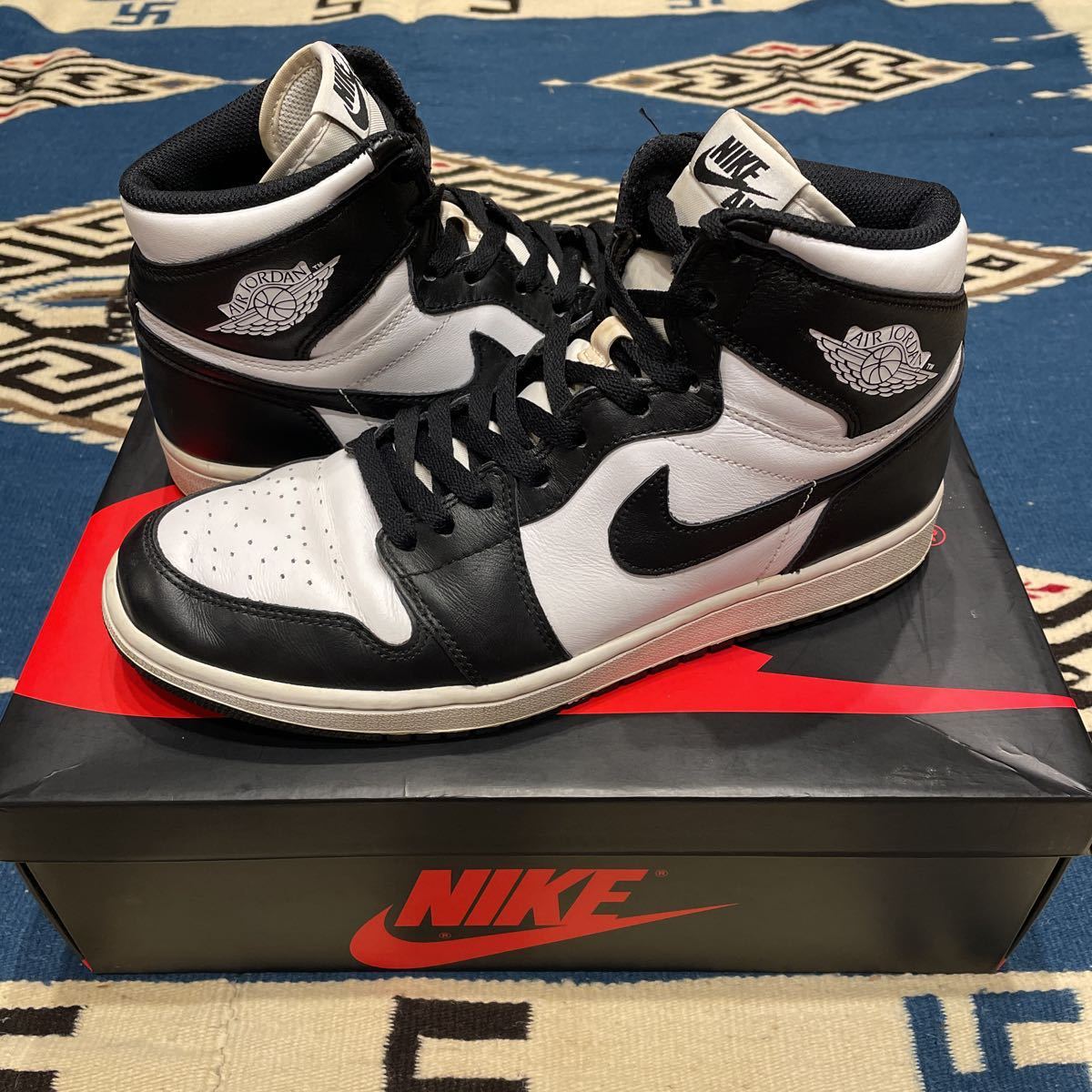 2014 NIKE AIR JORDAN 1 RETRO HIGH OG 黒×白 US10 美品 555088-010 