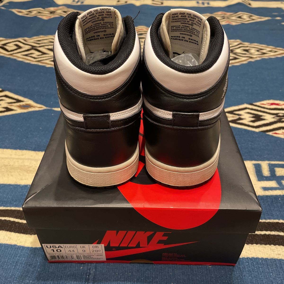2014 NIKE AIR JORDAN 1 RETRO HIGH OG 黒×白 US10 美品 555088-010 