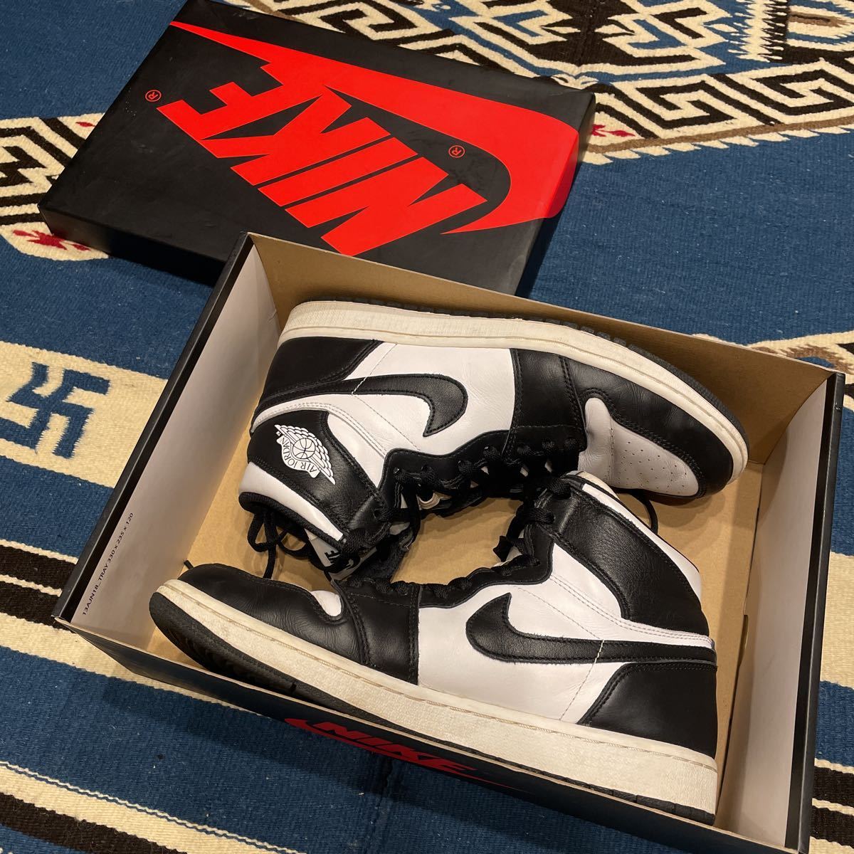 2014 NIKE AIR JORDAN 1 RETRO HIGH OG 黒×白 US10 美品 555088-010 