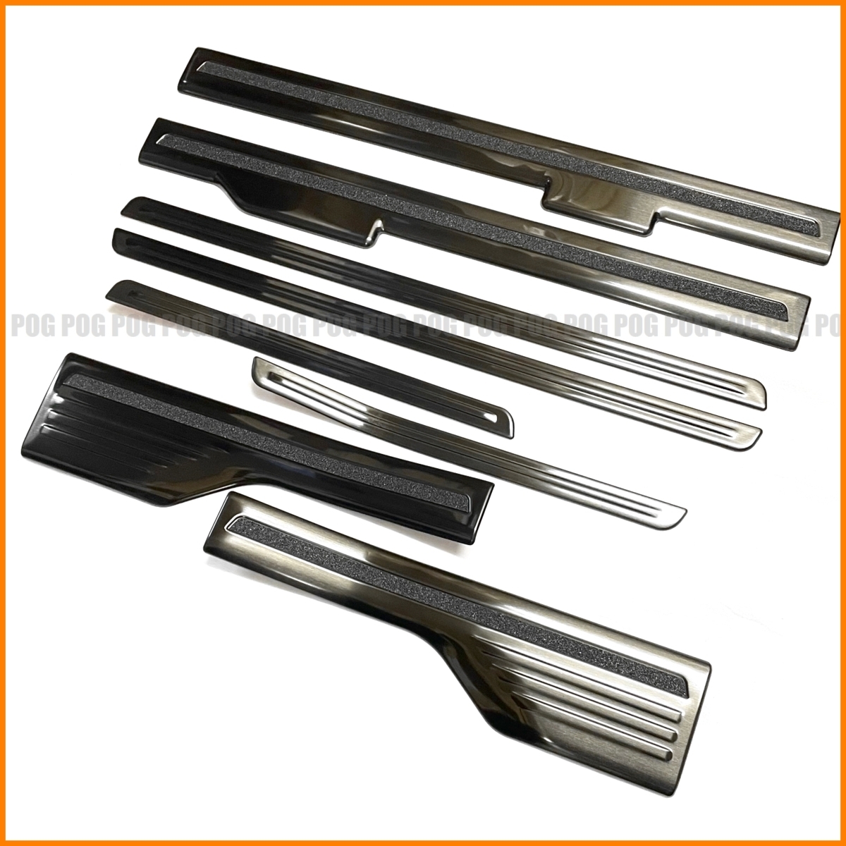 ★新品★POG スズキ 新型 ハスラー MR92S MR52S スカッフプレート HUSTLER ステンレスヘアライン仕上げ ブラック 1台分 HW-S5110BK