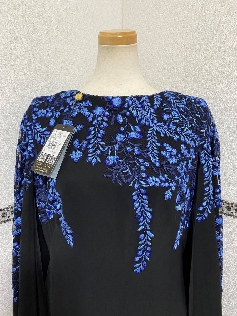 新品 8/13号 Tadashi Shoji タダシショージ ブラック/花柄 ワンピース