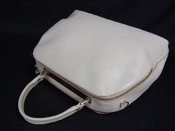 1円 □美品□ FURLA フルラ リザード型押し 2WAY ハンドバッグ 