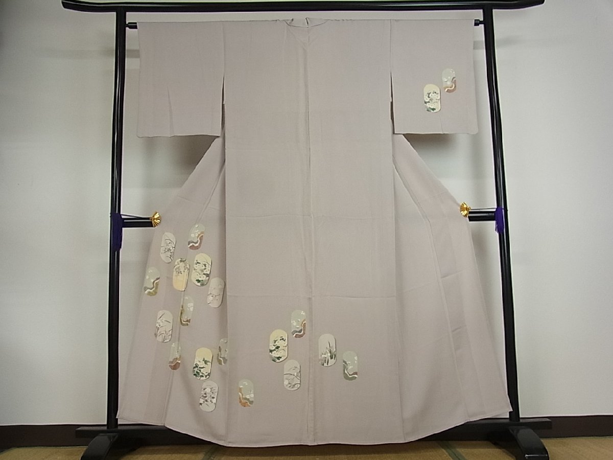 着物屋こころ■訪問着　駒刺繍　草花文　金彩　着丈158.5cm　裄丈64.5cm　正絹　逸品　B-fe3571 金彩 暈し染め 駒刺繍 平和屋-こころ店□訪問着 158.5cm 竹屋