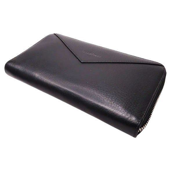 1円～【BALENCIAGA バレンシアガ】長財布 ブラック レザー シルバー金具 ジッピーウォレット【中古】 BALENCIAGA バレンシアガ 長財布 ジャイアント キャリー ラウンドファスナー長財布