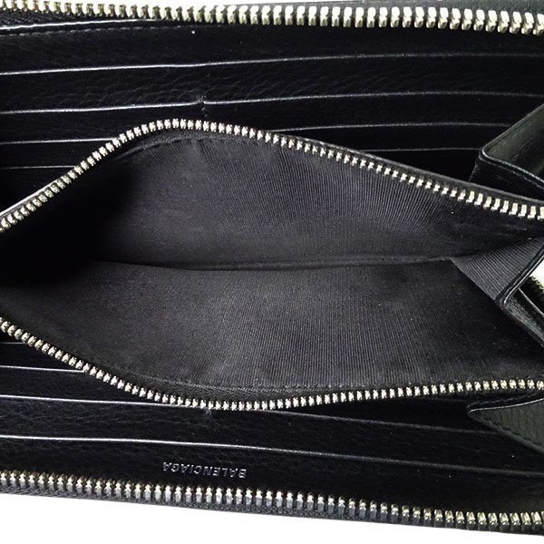 1円～【BALENCIAGA バレンシアガ】長財布 ブラック レザー シルバー金具 ジッピーウォレット【中古】 BALENCIAGA バレンシアガ 長財布 ジャイアント キャリー ラウンドファスナー長財布
