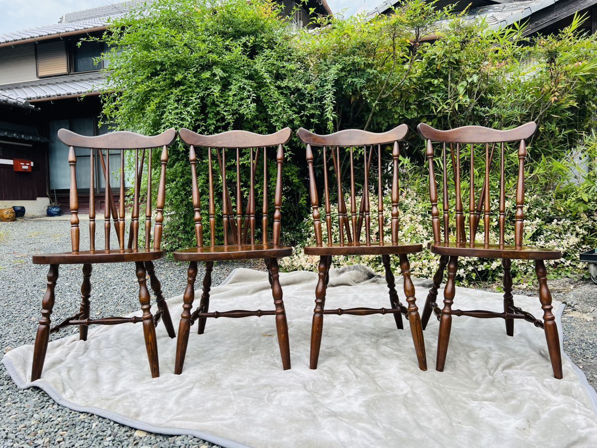 飛騨家具/柏木工 かしわ/ダイニングチェア/ウィンザーチェア/4脚セット