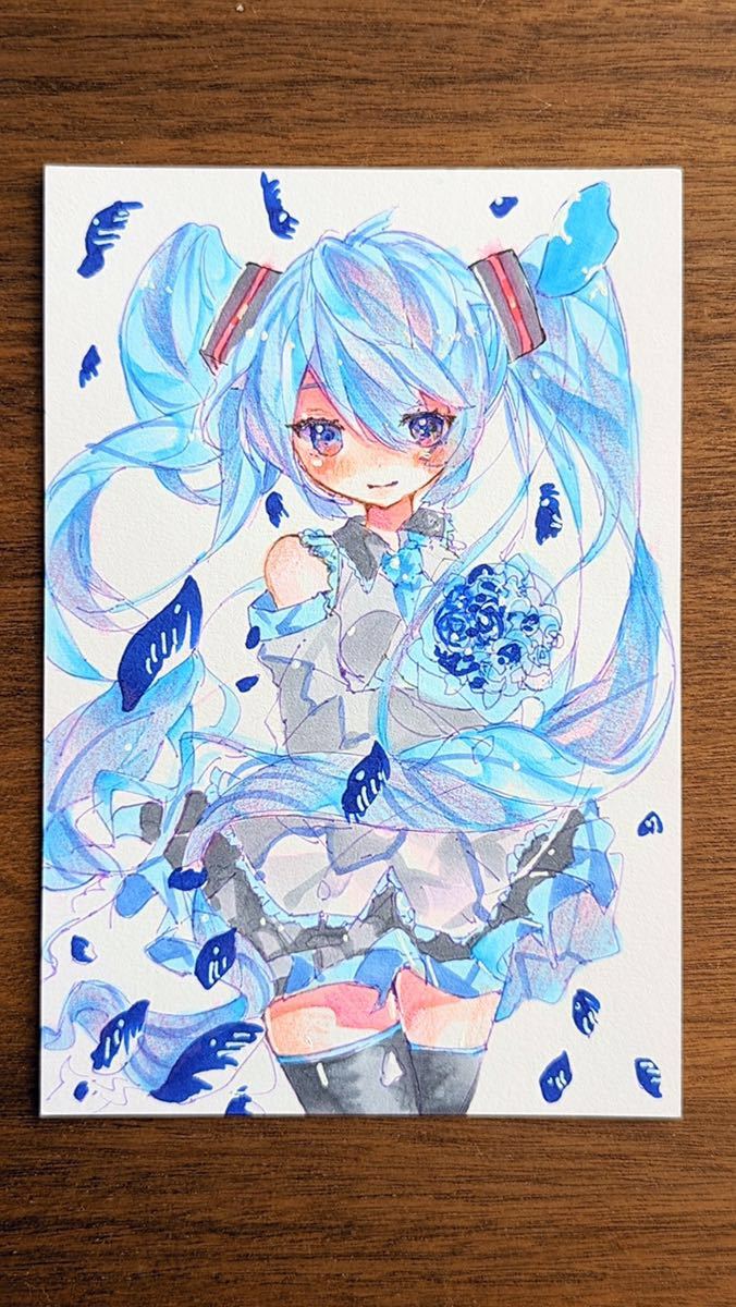 初音ミク 手描きイラスト - VOCALOID ね*む様 A4 カラフル