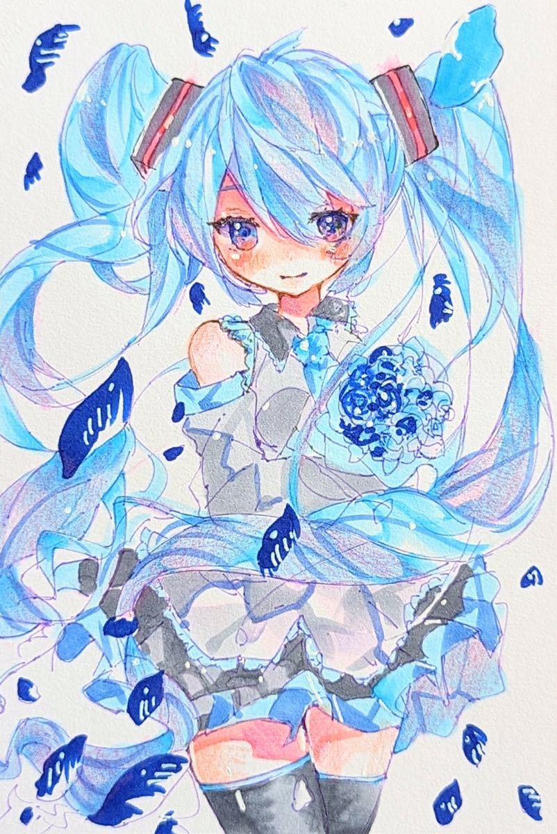 ね*む様 手描きイラスト　初音ミク 初音ミク 手描きイラスト - VOCALOID ね*む様 A4 カラフル