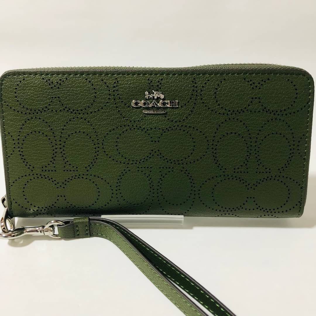 COACH 財布 長財布 シグネチャー グリーン コーチ COACH 長財布 