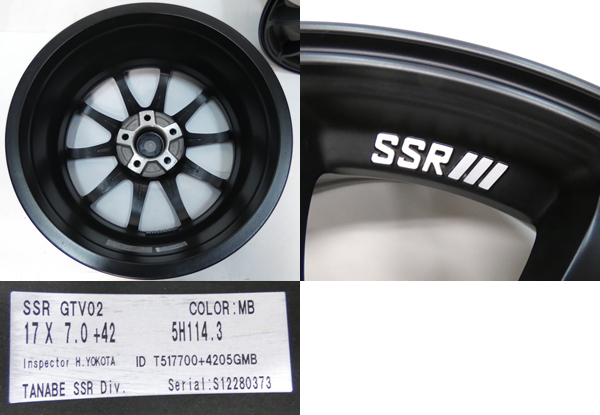 IG】TANABE SSR GTV02 17インチ7J +42 114.3-5H MB 4本 GT V02(社外品 