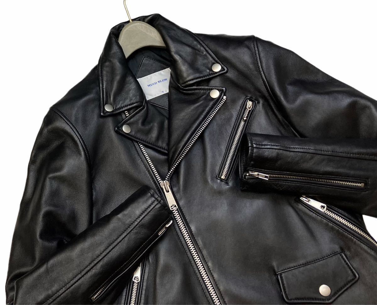MIND BLOW 本革 レザージャケット ライダース 黒 L 美品 シングル 美品 】MIND BLOW シングルライダースレザージャケット MIND BLOW