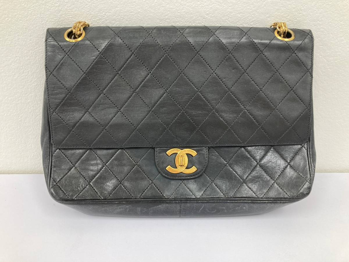  １円〜 CHANEL シャネル マトラッセ 26cm ストレートフラップ チェーンショルダー 黒 G金具(ショルダーバッグ)｜売買されたオークション情報、yahooの商品情報をアーカイブ公開 - オークファン かばん、バッグ