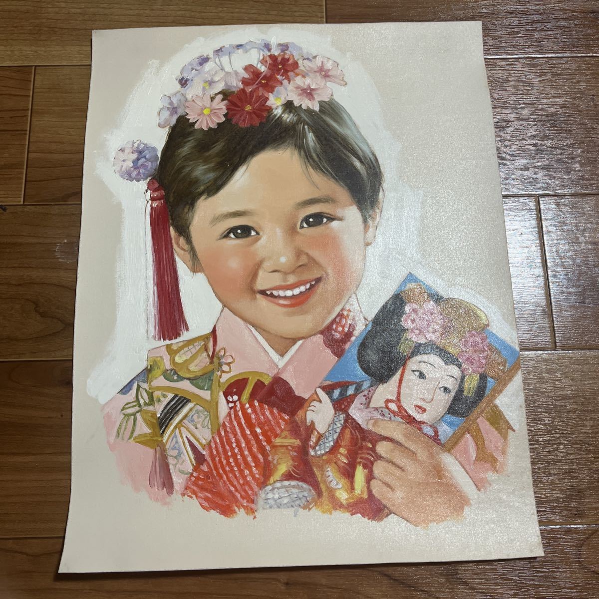 小林裕！肉筆原画！-「めばえ」表紙原画-キャンバス・小学館刊 37×29cm