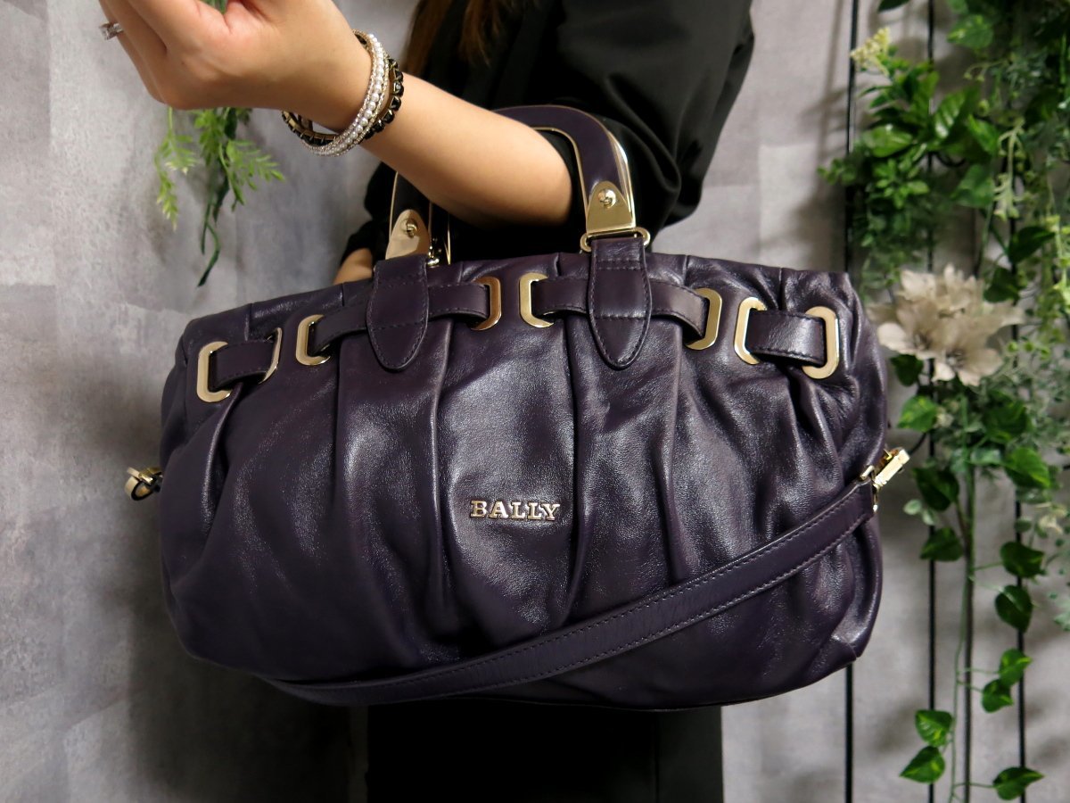 ○超美品○BALLY バリー○ゴールド金具ロゴ○カーフ レザー 本革○2way 