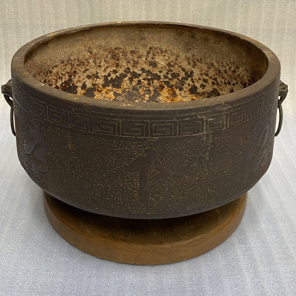 緑屋i 中国古玩 古銅 饕餮紋 青銅器 キ 敦 大香炉 西周時代 時代物