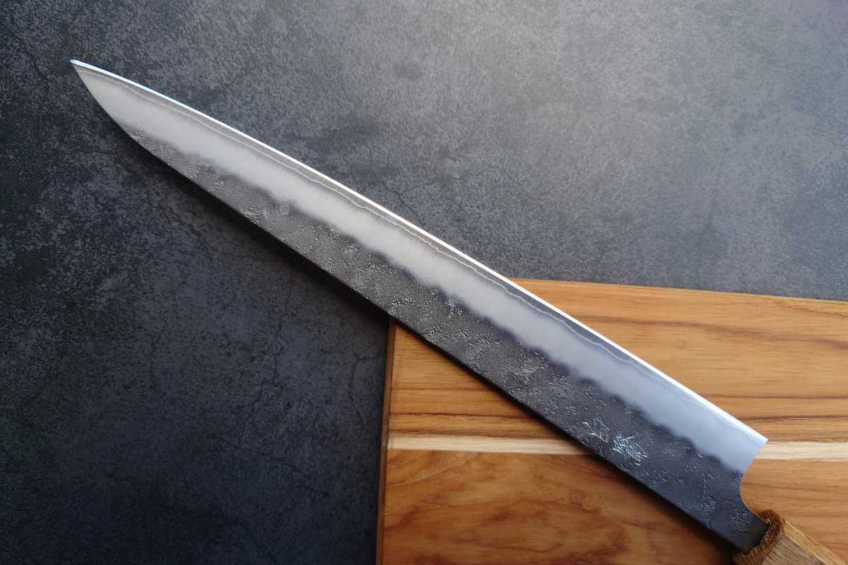 筋引 包丁 スライサー 白鷺 銀三鋼 梨地 焼き漆柄 270mm Sujihiki