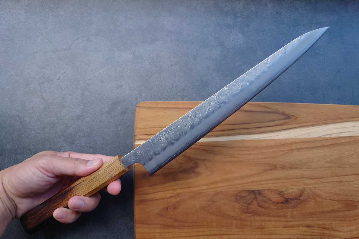 筋引 包丁 スライサー 白鷺 銀三鋼 梨地 焼き漆柄 270mm Sujihiki