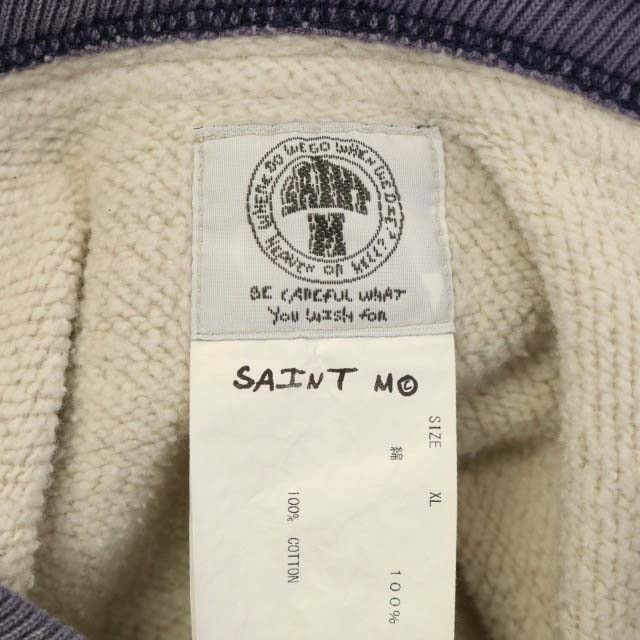 セントマイケル SAINT MICHAEL ロゴスウェットパーカー プルオーバー 長袖 裏起毛 切替 ダメージ加工 XL グレージュ 紫 パープル SAINT MICHAEL セントマイケル MJ AW25 セントマイケル25AWベルベルジンコラボ