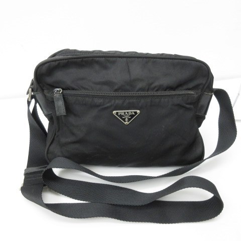 プラダ PRADA ショルダーバッグ 三角ロゴ ナイロン ダブルジップ 黒
