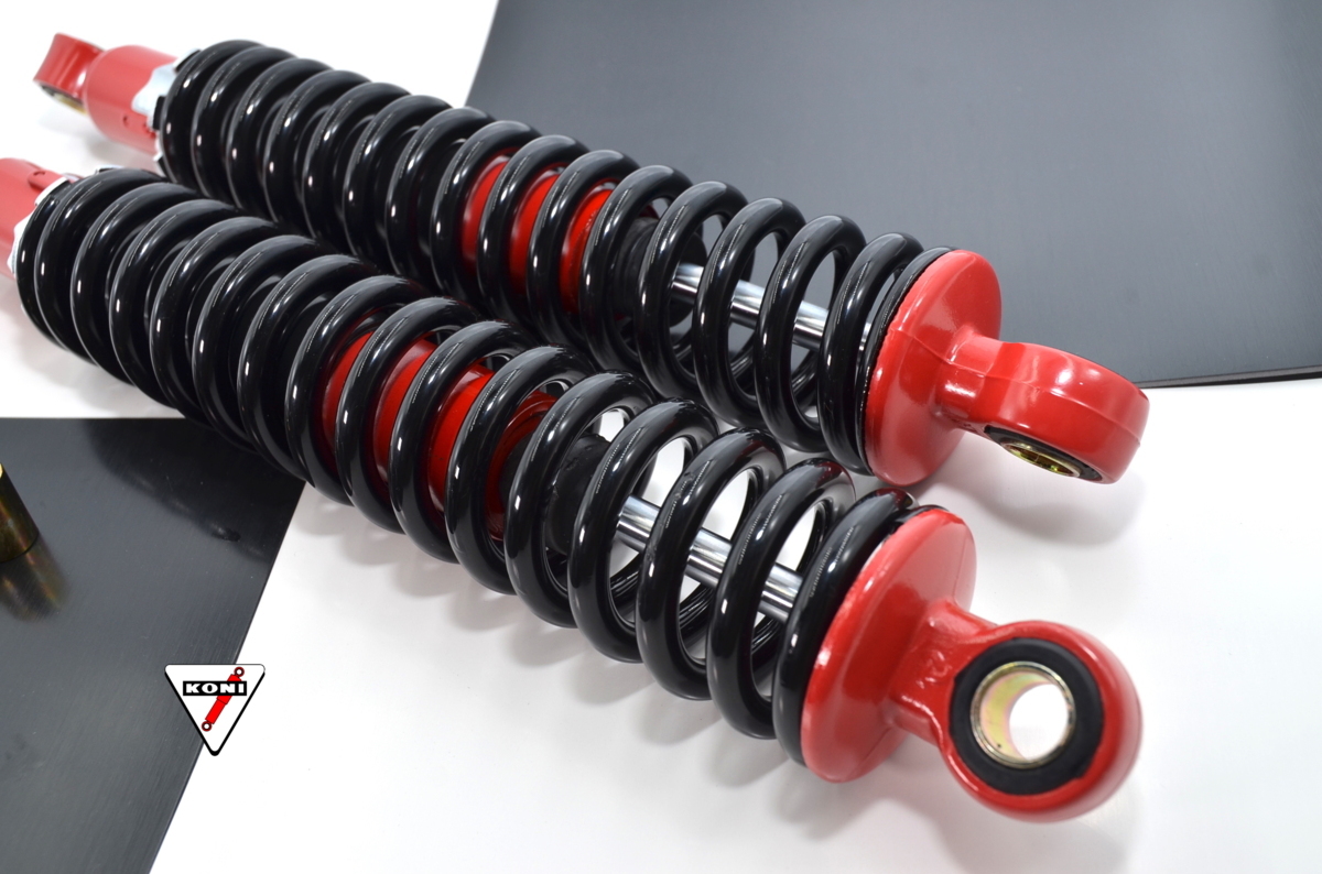 SR400 XJ400 当時細巻き KONIスタイル 325mm リアサス 黒赤 新品 検