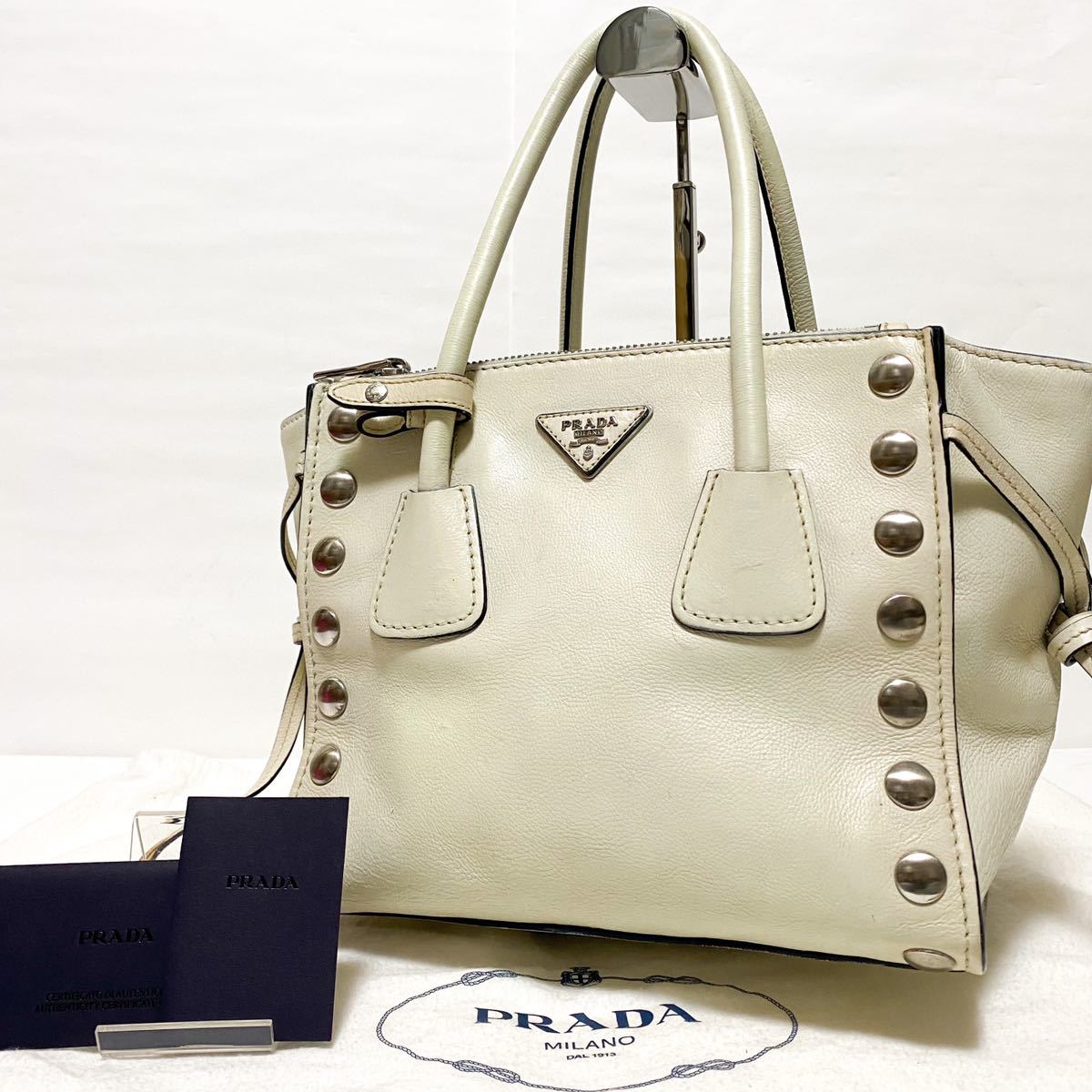 1円【定価30万 高級品】PRADA プラダ トートバッグ ハンドバッグ 三角