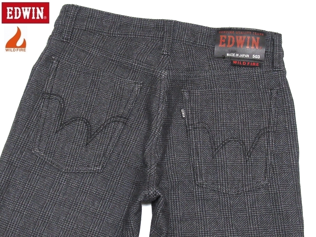  秋冬用 EDWIN エドウィン 503WFD WILD FIRE ワイルドファイア 保温 グレンチェック ストレッチパンツ グレーｘブラック 30 メンズ(デニム、コットン)｜売買されたオークション情報、yahooの商品情報 一般