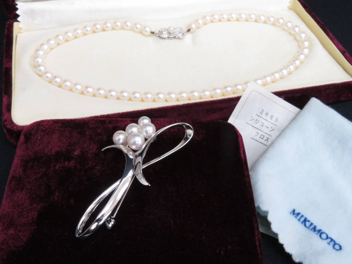 09201 ロ410-061 MIKIMOTO パール まとめ セット ネックレス ブローチ 